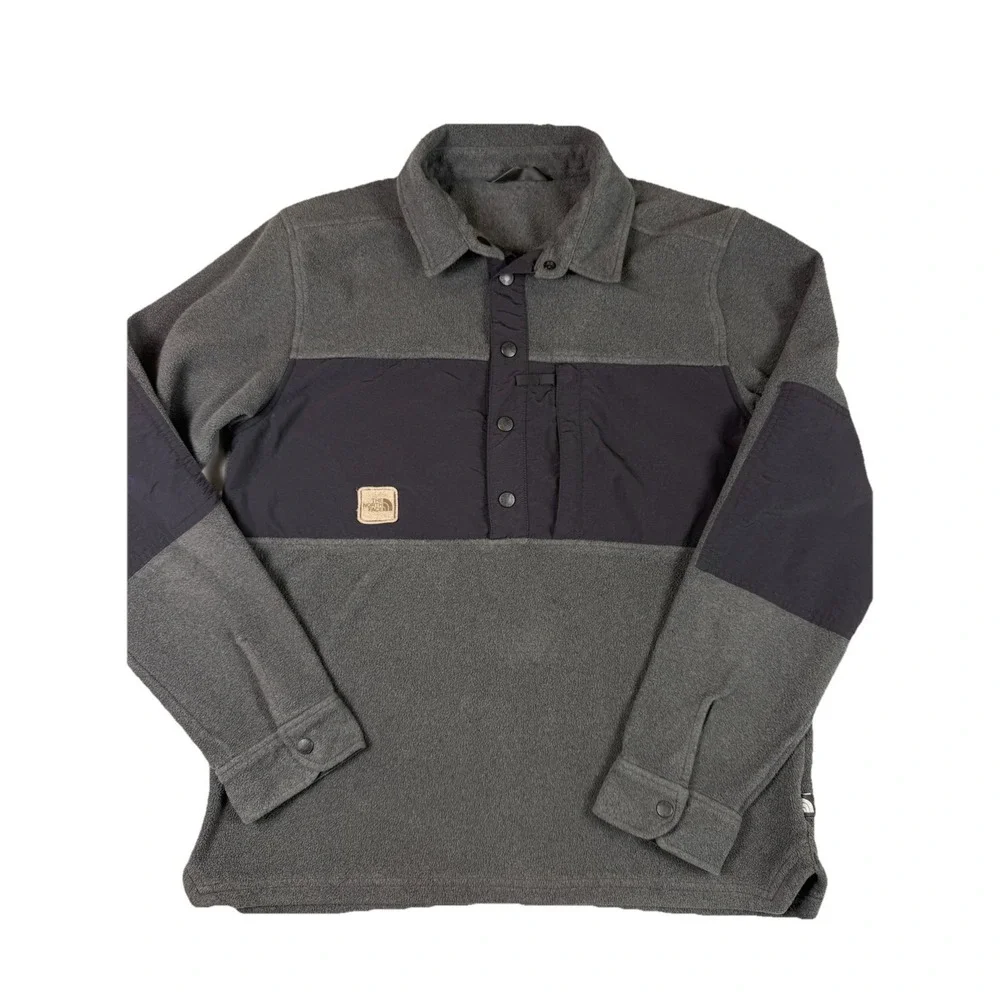 The North Face Men's‎ Davenport Pullover Fleece Gray Black Long Sleeve Size M